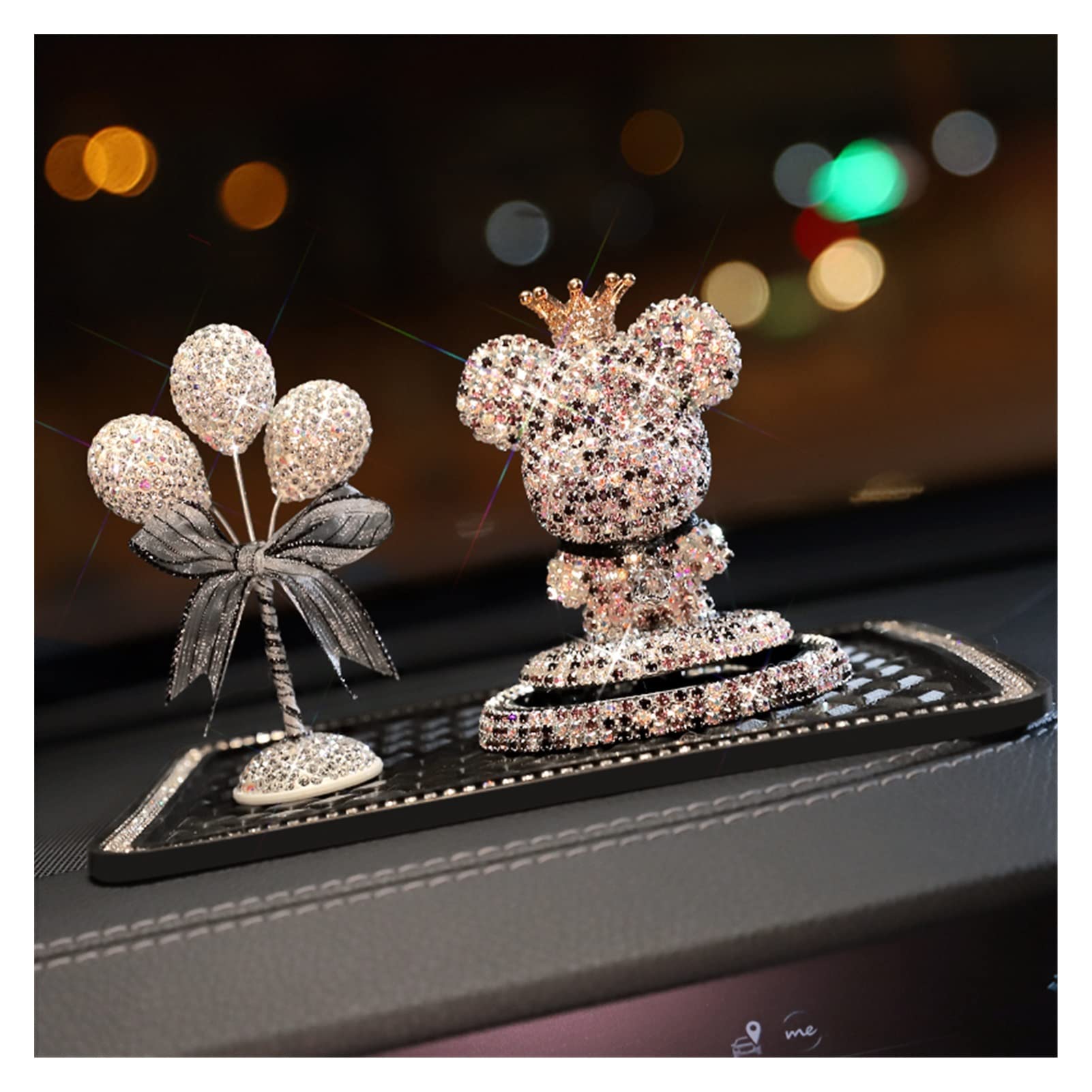 Niedliche Cartoon Bär Diamantauto Ornament Feste Lufterfrischer Auto Dashboard Innendekoration Crystal Car Parfüm Aufkleber (Color Name : Purple Sets)
