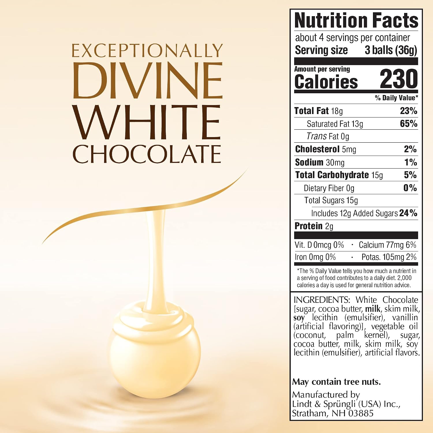 Lindt LINDOR White Chocolate Truffles, White Chocolate Candy with Smooth, Melting Truffle Center, 5.1 oz. Bag (6 Pack)