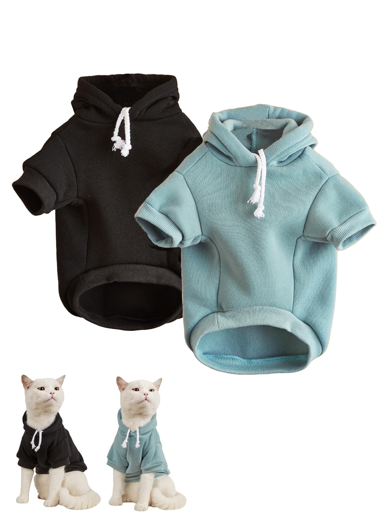 QWINEE Basic Dog Hoodie Sweatshirt Puppy Sweater Warm Cat Costumes Pet Clothes for Chihuahua Puppy Kitten Small Medium Dogs Multicolored Medium