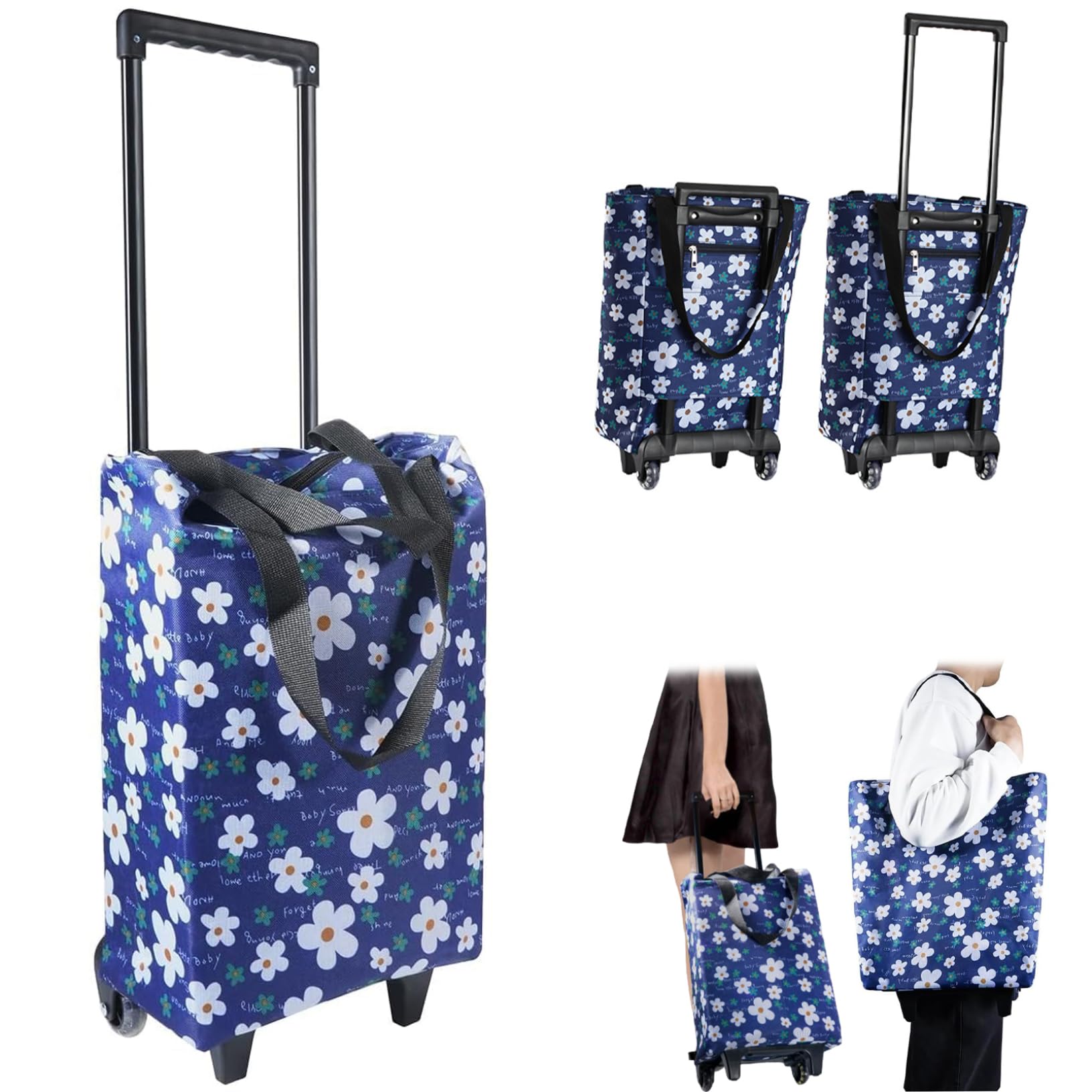 Borsa per la spesa su ruote, impermeabile, pieghevole, con manico telescopico, portata 20 kg