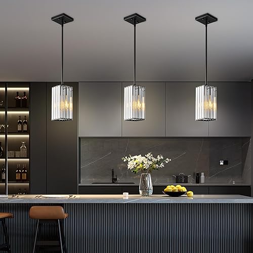 Miniatura 10 de Lámpara colgante moderna rectangular dorada para iluminación colgante mini candelabros de cristal, lámpara colgante ajustable para cocina, isla,