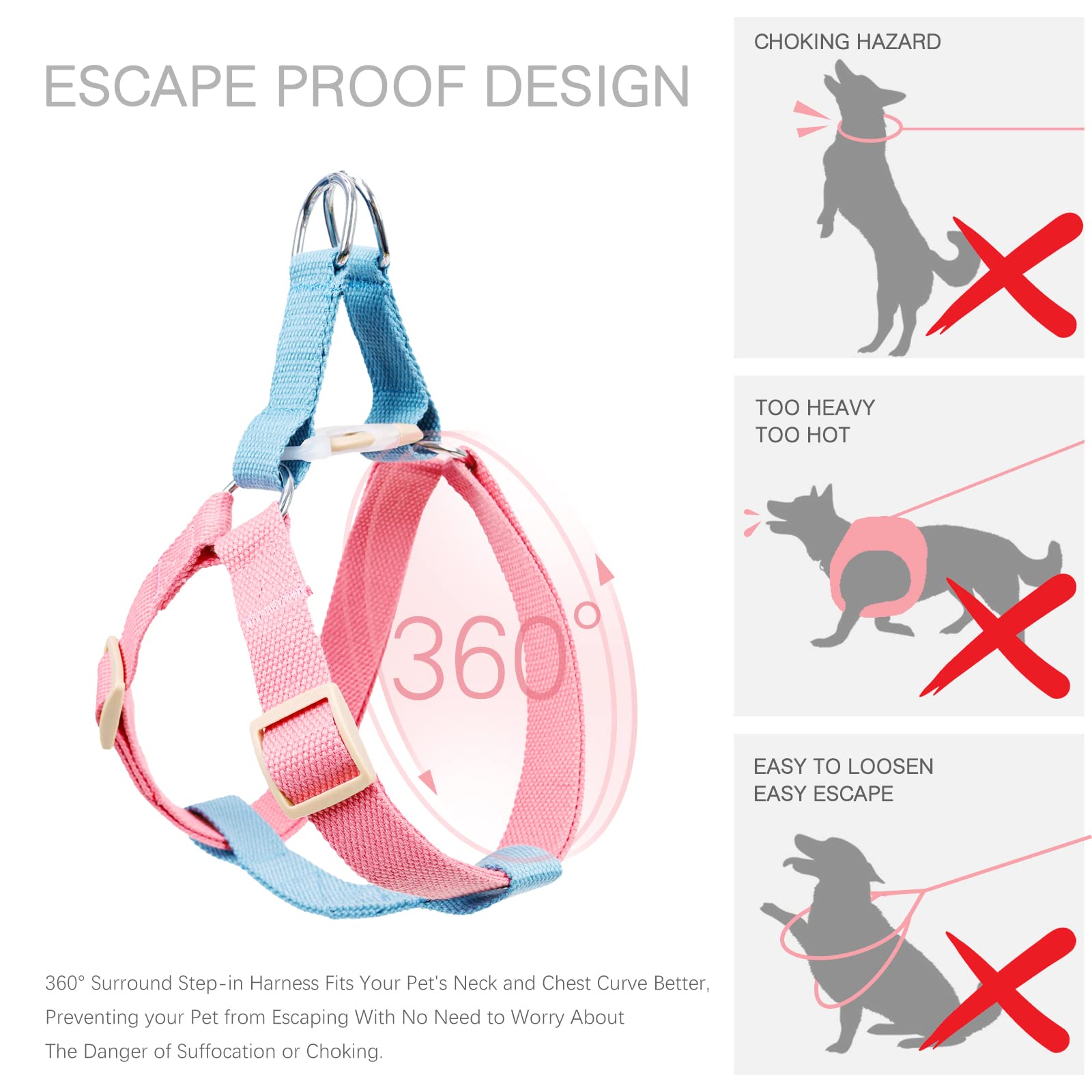 No Pull Hundegeschirr & Leine Set - Step-in Design, Verstellbar, Mit Kotbeutelhalter Für Mittelgroße/große Hunde