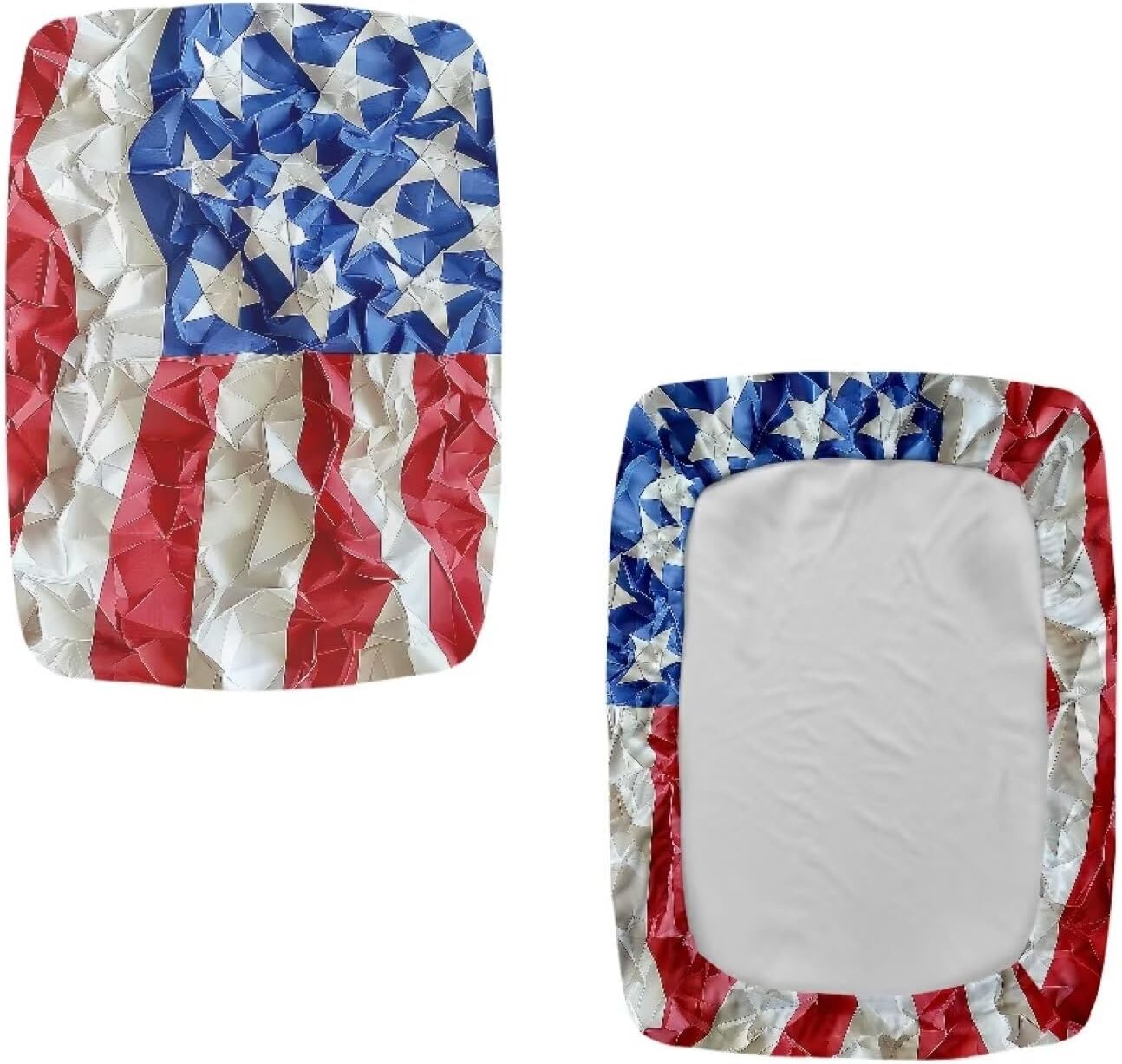 GLENLCWE Retro American Flag Rectangle Stool Cover,4Pack Stretch Rectangle Bar Stool Covers Patriotic Vanity Stool Cover 4th of July Dining Chair Stool Decor Cover for Home