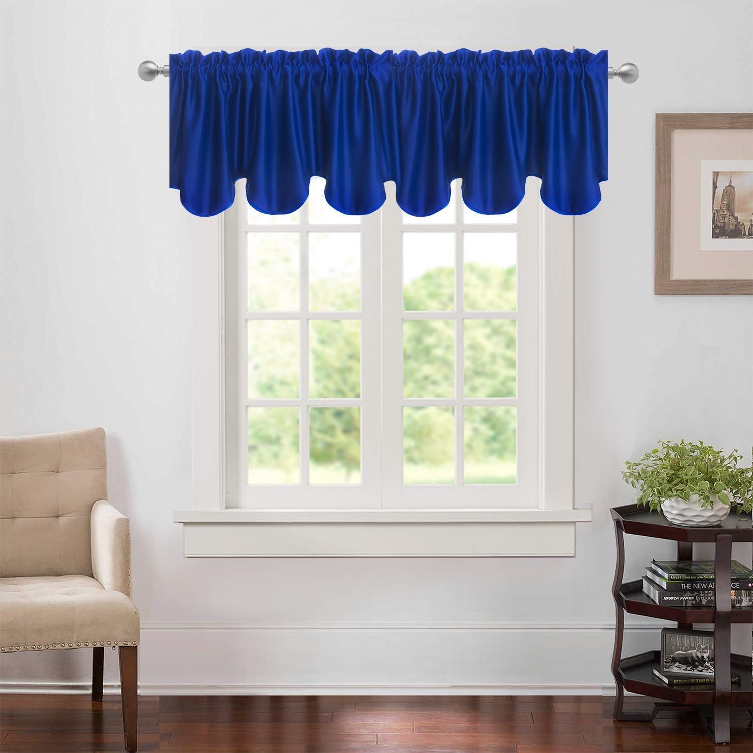 Aquazolax Bathroom Curtains Valances 2 Panels, Short Window Curtains Blackout Valences for Basement/Bedroom with Rod Pocket (52 inch x 18 inch, 2 Panels Set, Royal Blue)
