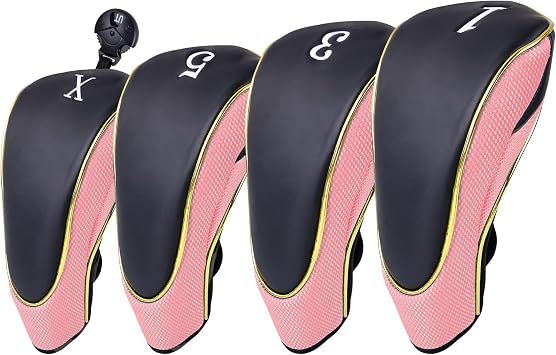 Andux 4Pcs/Set Golf Wood Club Head Covers Hook & Loop Closure MGMT27