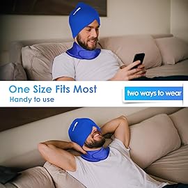 ComfiTECH Cold Cap and Neck Ice Pack Wrap Gel Combo, Care Package for Head and Cervical, Blue