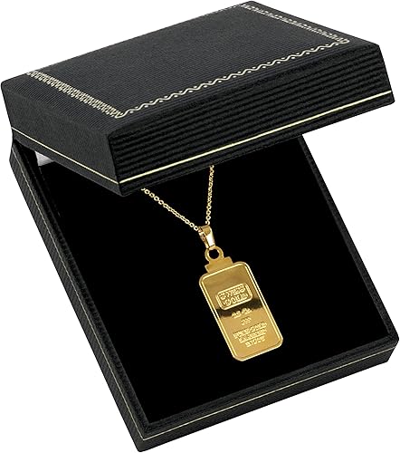 Miniatura 6 de American Coin Treasures Collar con colgante de lingote suizo de 009oz en capas en oro de 24 quilates Latón