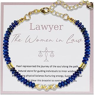 Lawyer Bracelet for Women Lawyer Gift Lapis Lazuli Beads Women in Law Adjustable Law School Graduation Gift for Female Attorneys