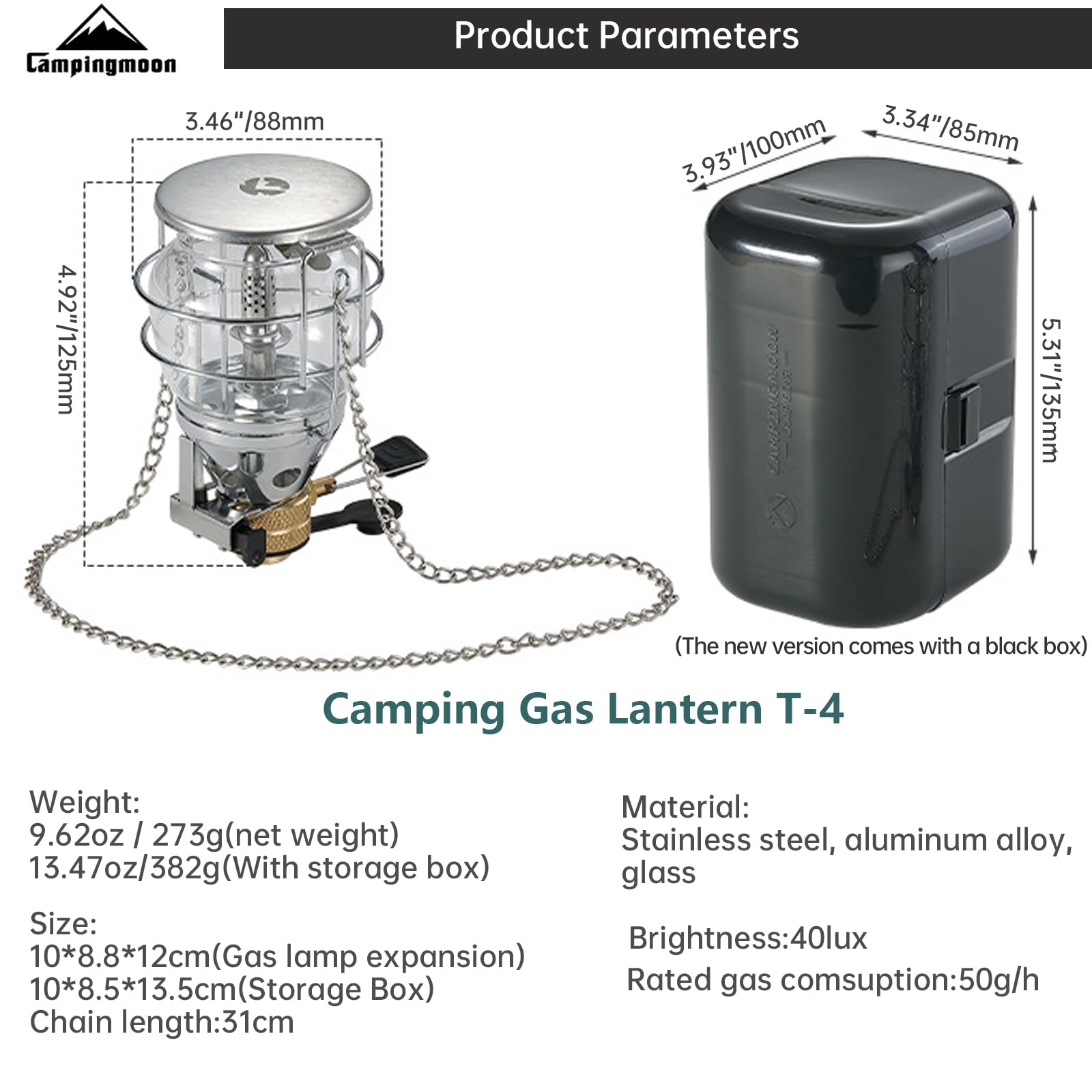 Campingmoon - Farol de gas portátil para camping, lámpara colgante de tienda de campaña