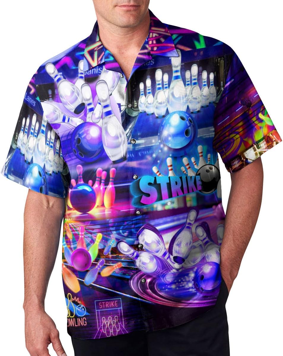 CHIARA CONTI11 Bowling Shirts for Men, Mens Bowling Shirts, Bowling Shirts for Men Retro, Hawaiian Shirt for Men