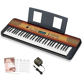 Yamaha PSR-E360MA Portable Keyboard, 61 Keys, Maple Style, Convenient Lesson Function and Touch Response