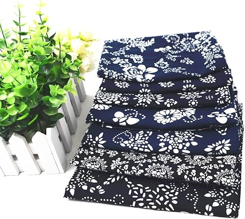 Miniatura 3 de 7 x diferentes patrones azules chinos Han Folk tradicional impreso artesanía tela pura paquete de 18.1 x 22.0 in (aprox. 18 x 22 pulgadas)