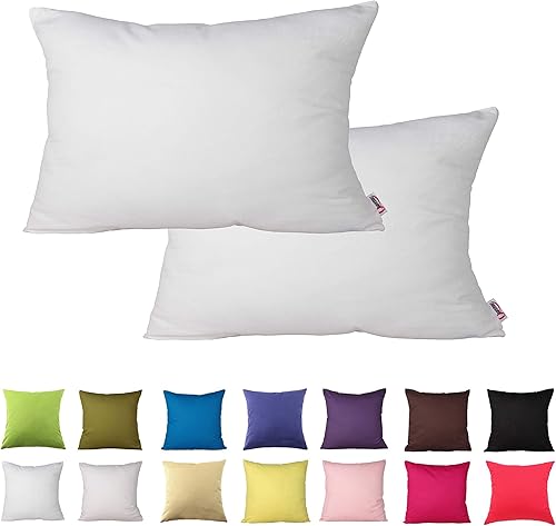 Queenie - 2 fundas de almohada decorativas de algodón de color sólido para sofá, manta de almohada, disponible en 14 colores y 5 tamaños, Blancuzco