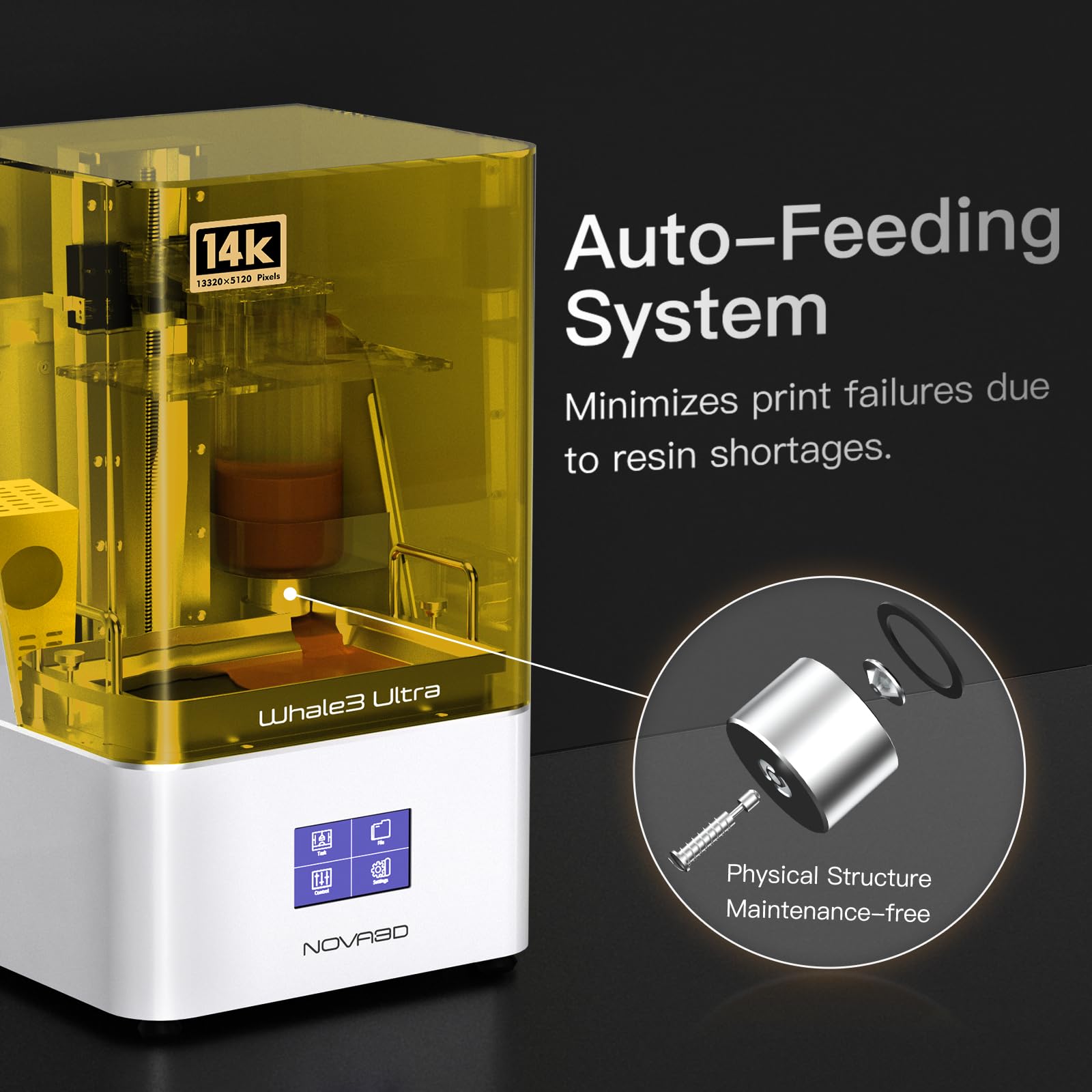 NOVA3D Whale3 Ultra 14K MSLA 3D Printer, Super Large Printing Size 