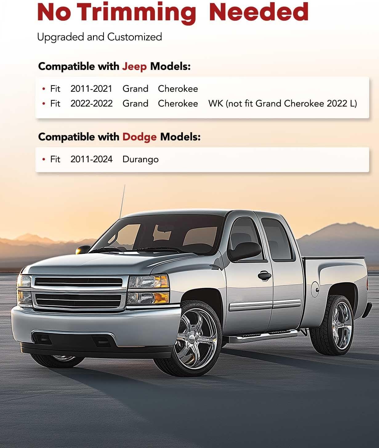 YHTAUTO Floor Mats Fit 2011-2021 Jeep Grand Cherokee 2022 Grand Cherokee WK Not L, 2011-2024 Dodge Durango, TPE All Weather Car Mats Waterproof Anti-Slip Odorless Floor Liner, Front & 2nd Row Liner - Image 2