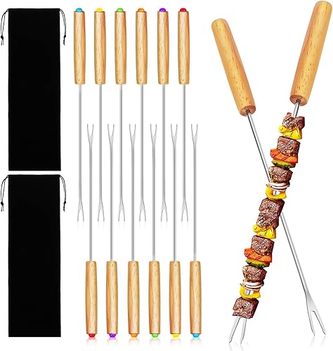STOBAZA 18 tenedores de fondue de acero inoxidable de 10.2 pulgadas, palitos de fondue de queso, utensilios de cocina, tenedores de alimentos con