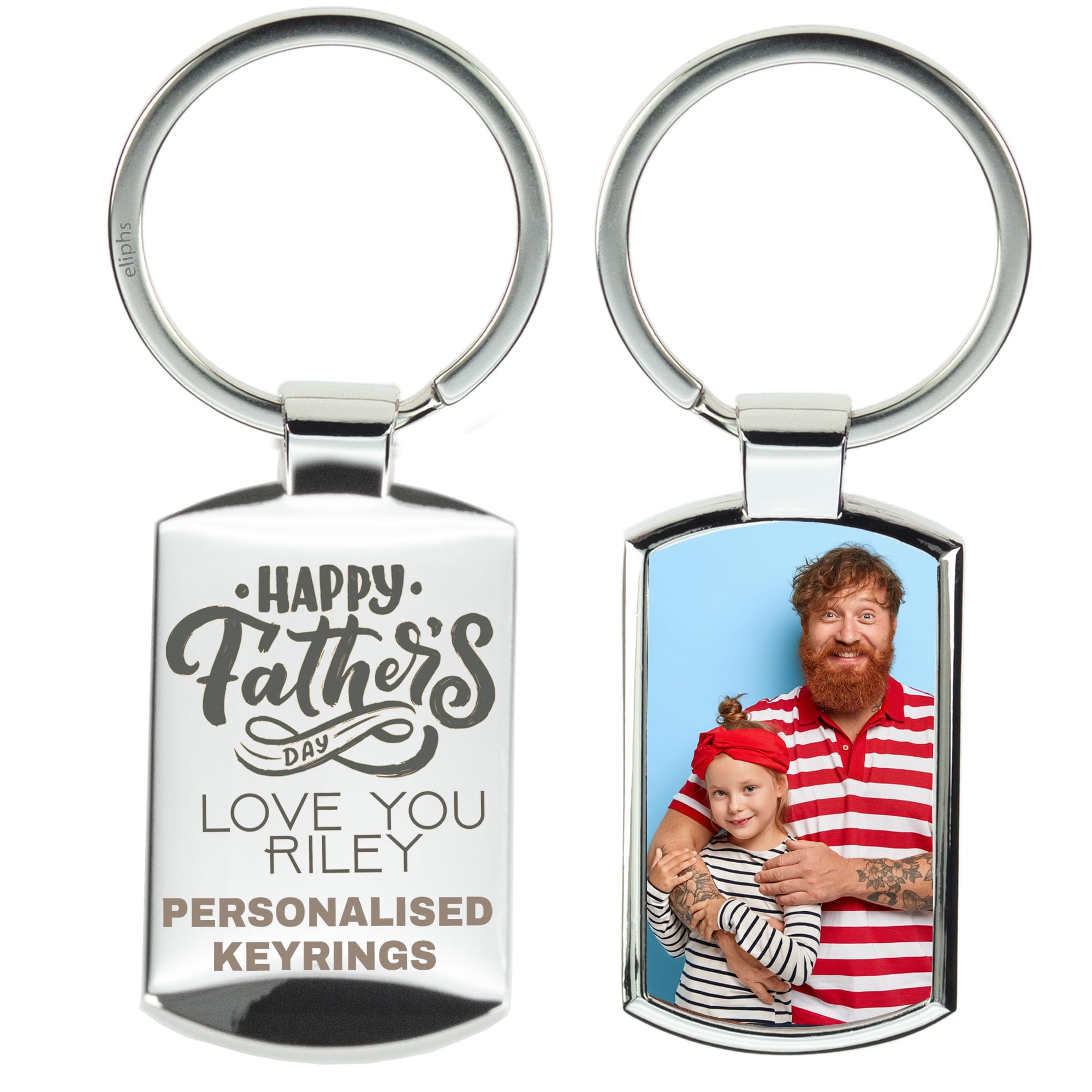 Eliphs Unisex Infant Happy Fathers Day Personalised Fathers Day Keyring Gif From Daughter Daddy First Key Chain From Baby Custom Photo Engraved Father's Gifts Daddy's Little Girls Keepsake Dada Grandad Uncle Keychain Birthday, 24