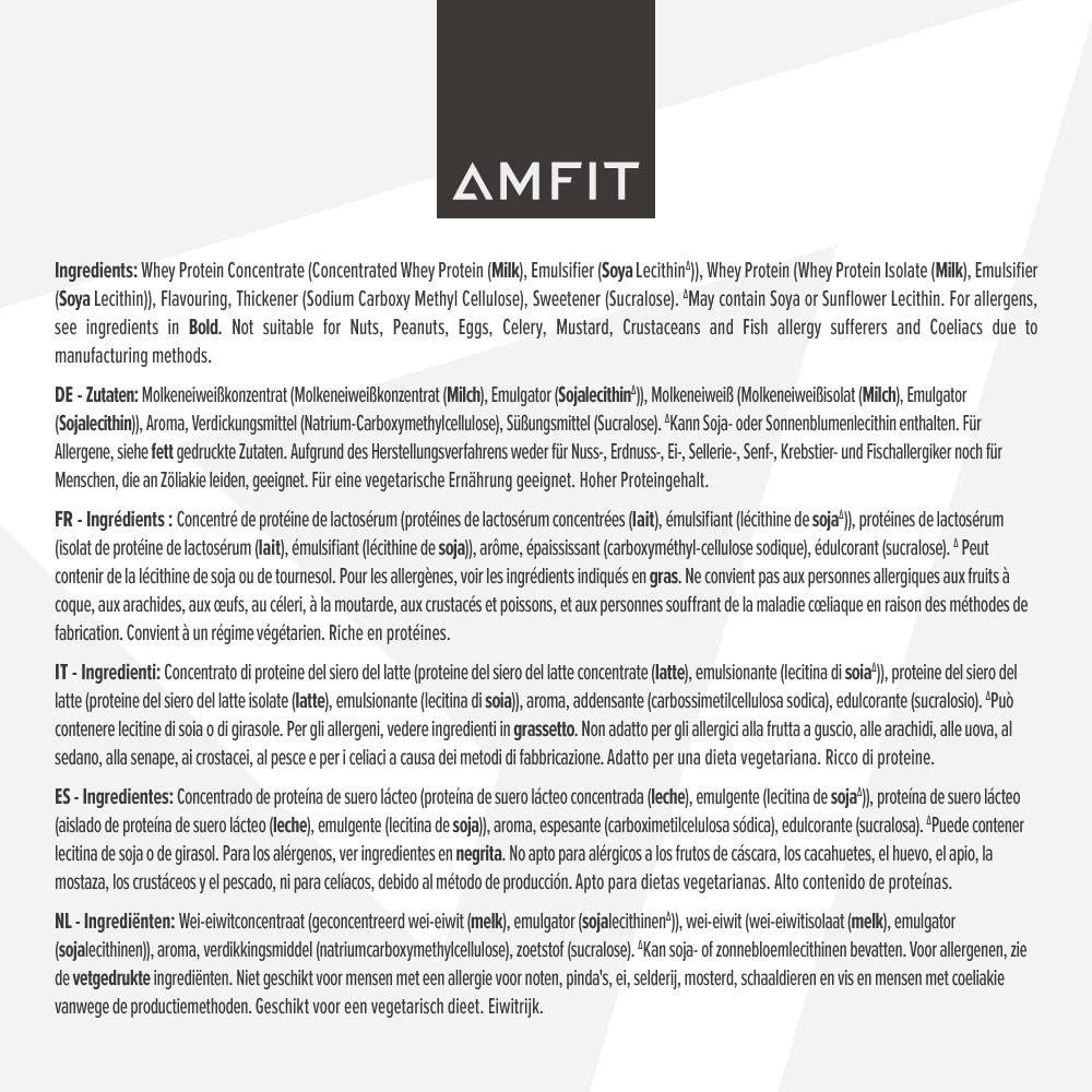 Amazon Brand - Amfit Nutrition Whey Protein Proszek, aromat waniliowy, 75 porcji, 2,27 kg (1 szt.)