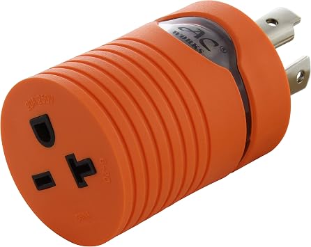 AC WORKS L14-30P 30Amp 4-Prong Locking Plug to NEMA 6-20R 250-Volt Female Connector Compact