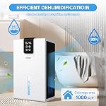 Déshumidificateur, 98 OZ Réservoir d'eau, déshumidificateur pour la maison 1000Sq.Ft Déshumidifiants silencieux pour le sous-sol, Chambre, Salle de bains, RV avec affichage d'humidité, fermeture automatique, détente 7 Lumière ambiante de couleur (blanc)
