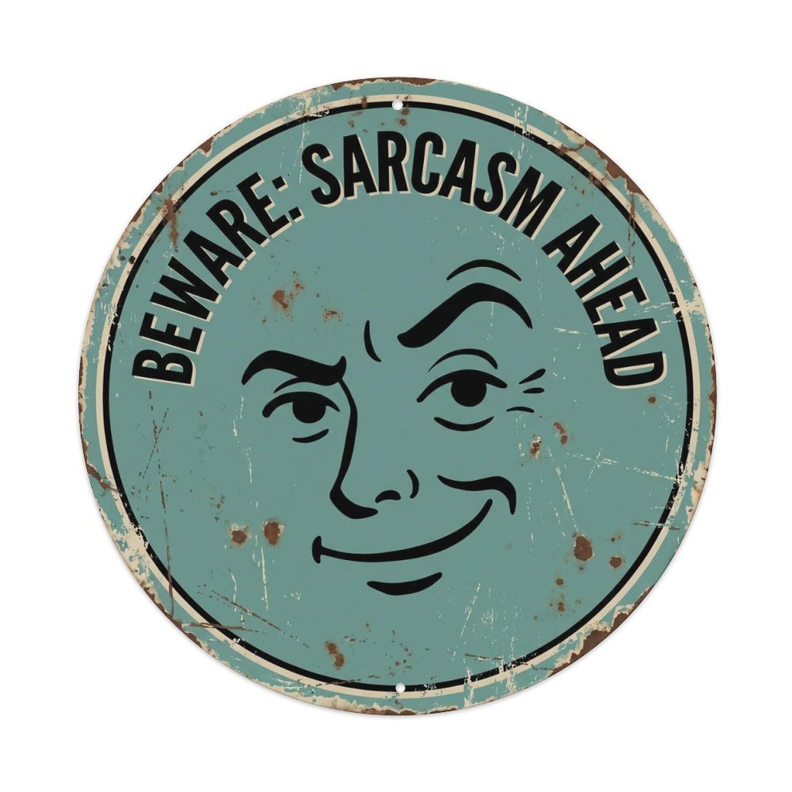 Vintage Funny Beware Sarcasm Ahead Warning Metal Tin Sign
