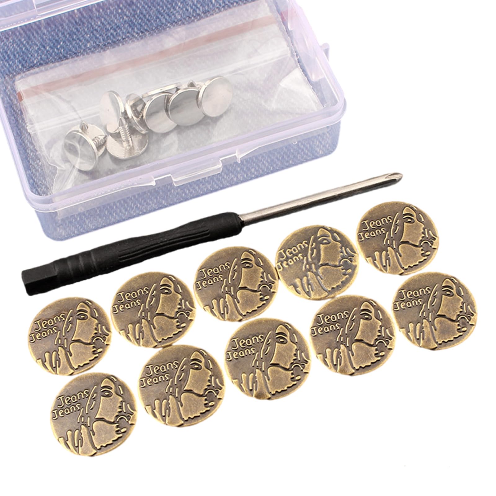 PURPLELILY 10 Pcs Jeans Buttons Metal 17mm Waistband Button Trousers Replacement Buttons Without Sewing for Jeans Pants