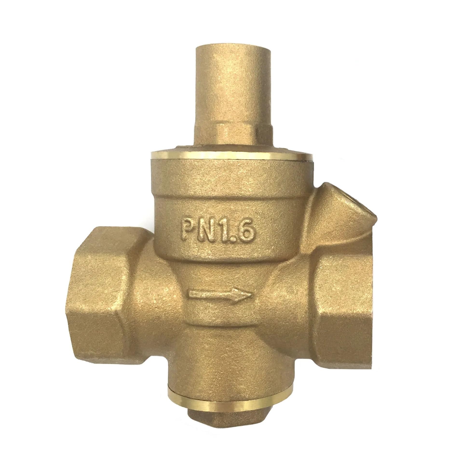 Válvula reductora y de mantenimiento de presión de latón DN15, regulador de 1/2 ", válvula de alivio de presión ajustable, manómetro adecuado for válvulas de agua, petróleo y gas(Size:Without Gauge)