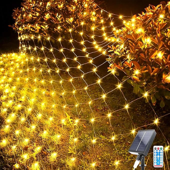 Suyoo Solar Net Lights, 1.5 x 1.5 Meters Mesh Fairy Lights, 96 LEDs Outdoor Waterproof with 8 Lighting Modes