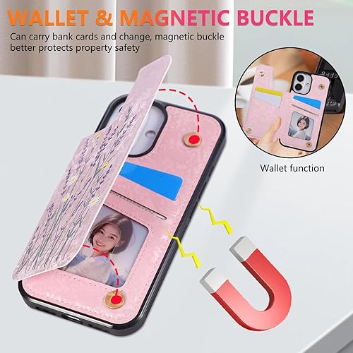 Miniatura 278 de UEEBAI Funda tipo cartera para iPhone 15 Pro Max con tarjetero, cubierta de cuero PU con soporte, bloqueo RFID, doble cierre magnético, relieve de