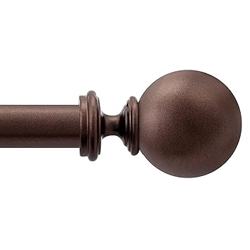 Deco Window 52 to 144 Inch Adjustable Curtain Rod for Window & Door with Ball Finials Extendable Iron Pole for Home Hotel Living Drawing Room (1