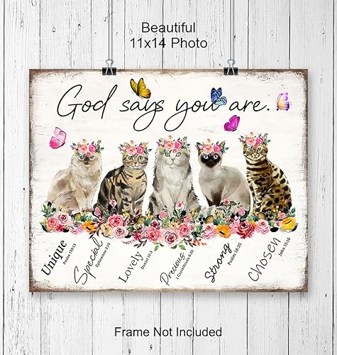 Miniatura 4 de Christian Inspirational Wall Art 11x14 - Bible Verse Psalm Scripture Wall Decor for Women - Christian Gifts - Love, Faith, God Says - positive