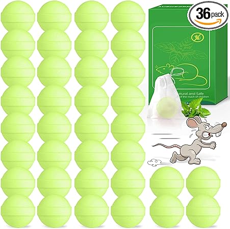 36 Pack Mice Repellent - Peppermint Oil Rat Repellent Ball for House Garage Garden Car Engine Indoor, Mouse Deterrent for Outdoor, Keep Mice Out Natural Pest Repellent Pet Safe
