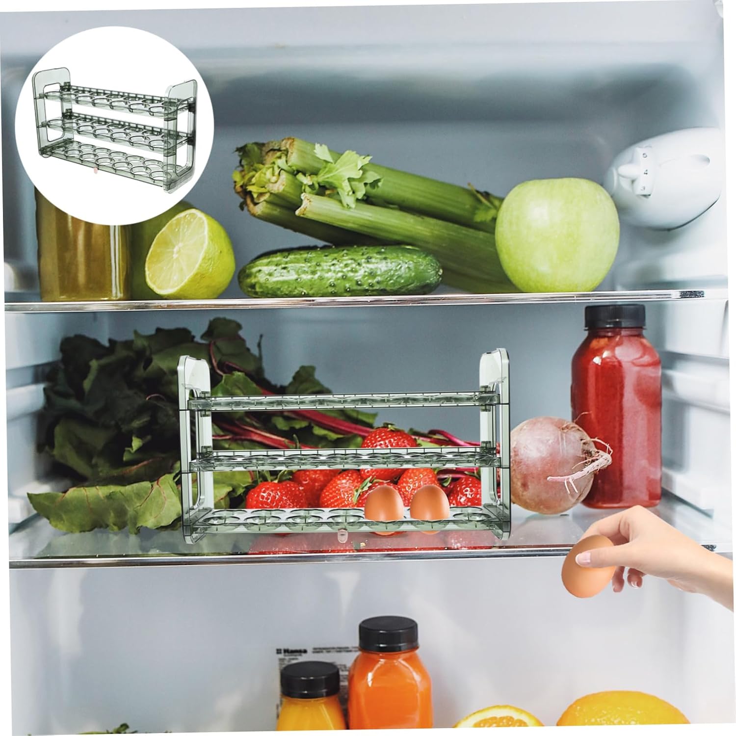 Fridge Egg Holder Flip Storage Box Home Organization Kitchen Egg Organizer Storage Rack