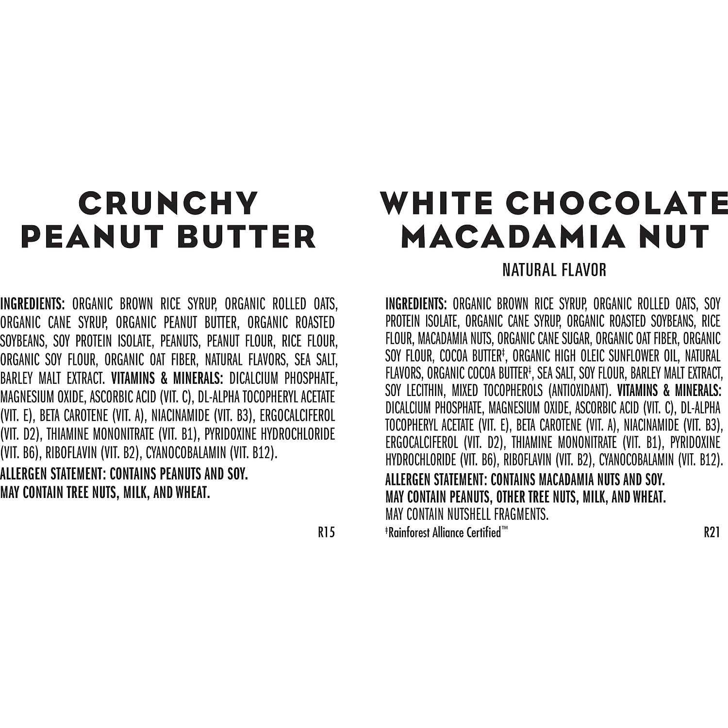 Clif Bar Crunchy Peanut Butter and White Chocolate Macadamia Nut Bar, Variety Pack, 43.2 oz, 18/Box (CCC31579)