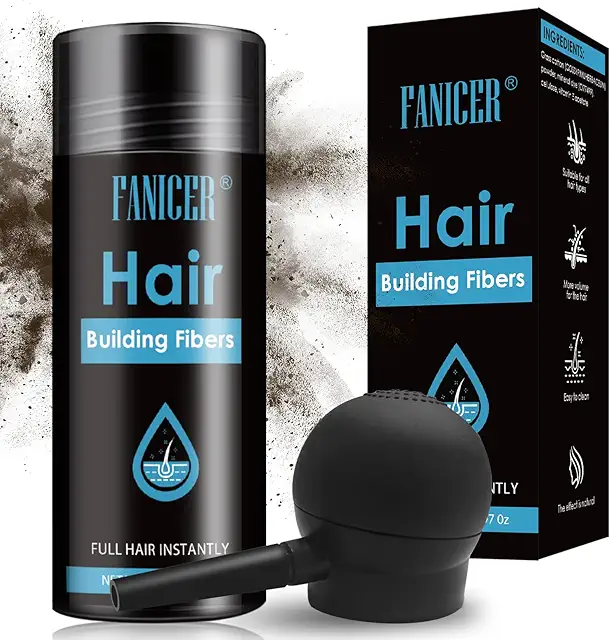 Poudre Fibre Capillaire Homme - Dissimule Calvitie, Brun Foncé, 27.5g