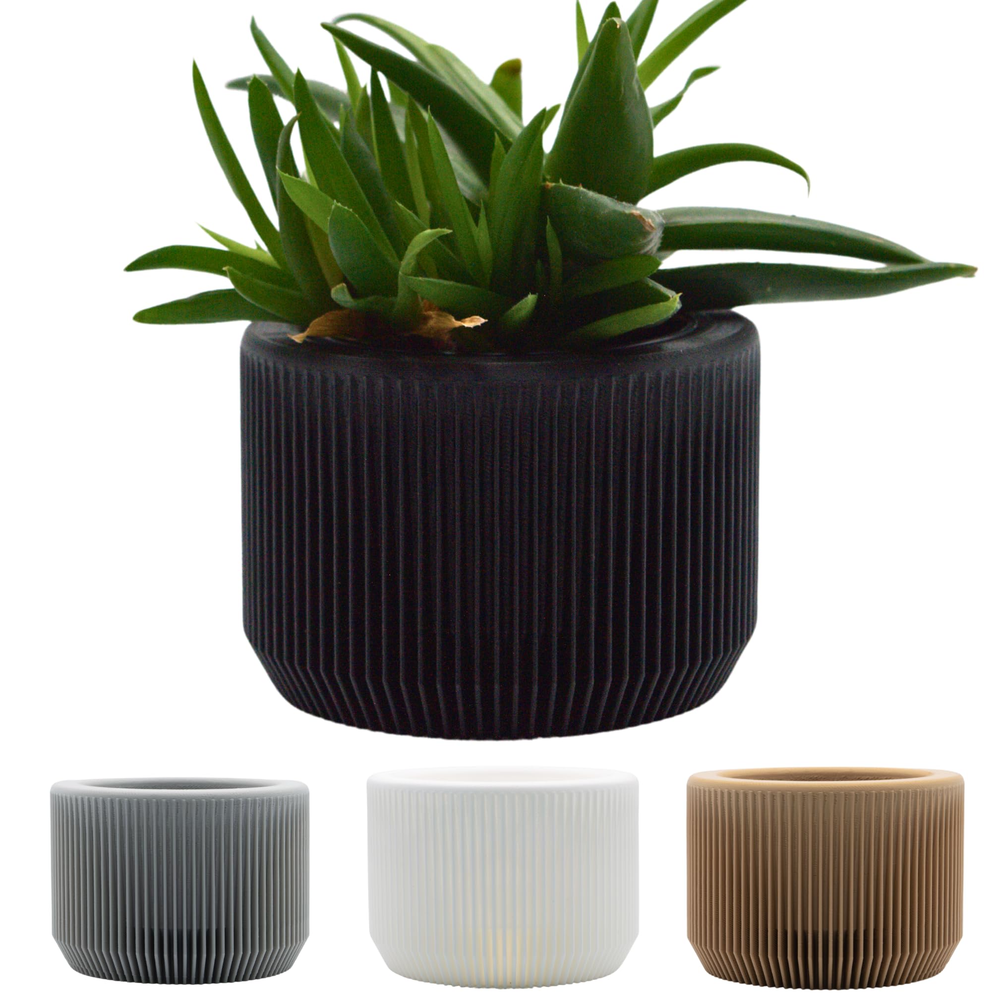 SPACE & Co.PACHA Indoor Plant Pot | Plant Pots Made from Recycled Plastic | Home Décor Small, Round, Modern, Recyclable Plant Pot Container (Black)