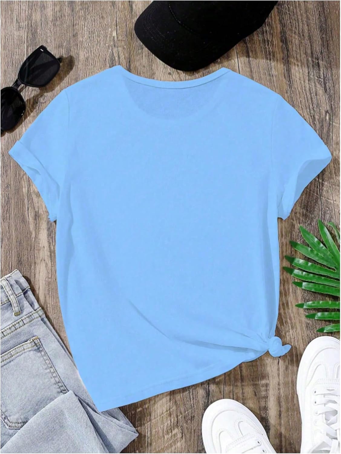 Floerns Girl's Butterfly Print Crew Neck T Shirt Short Sleeve Casual Cute Tee Top - Image 2