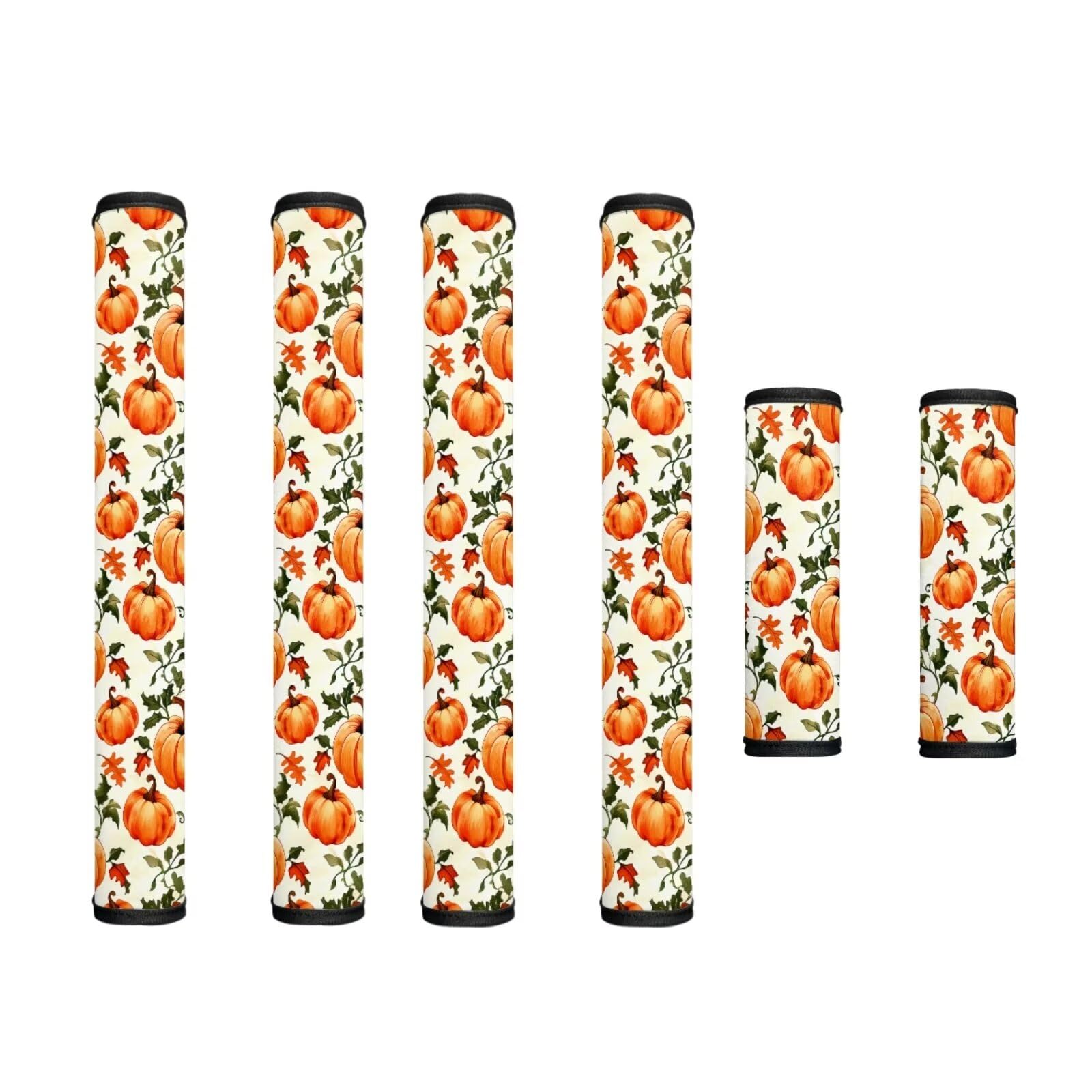 Refrigerator Door Handle Covers Set of 6 Kitchen Appliance Decorations Washable Decorative Protectors Keep Handles Clean Easy Installation, Pumpkin Leaf Thanksgiving Decor