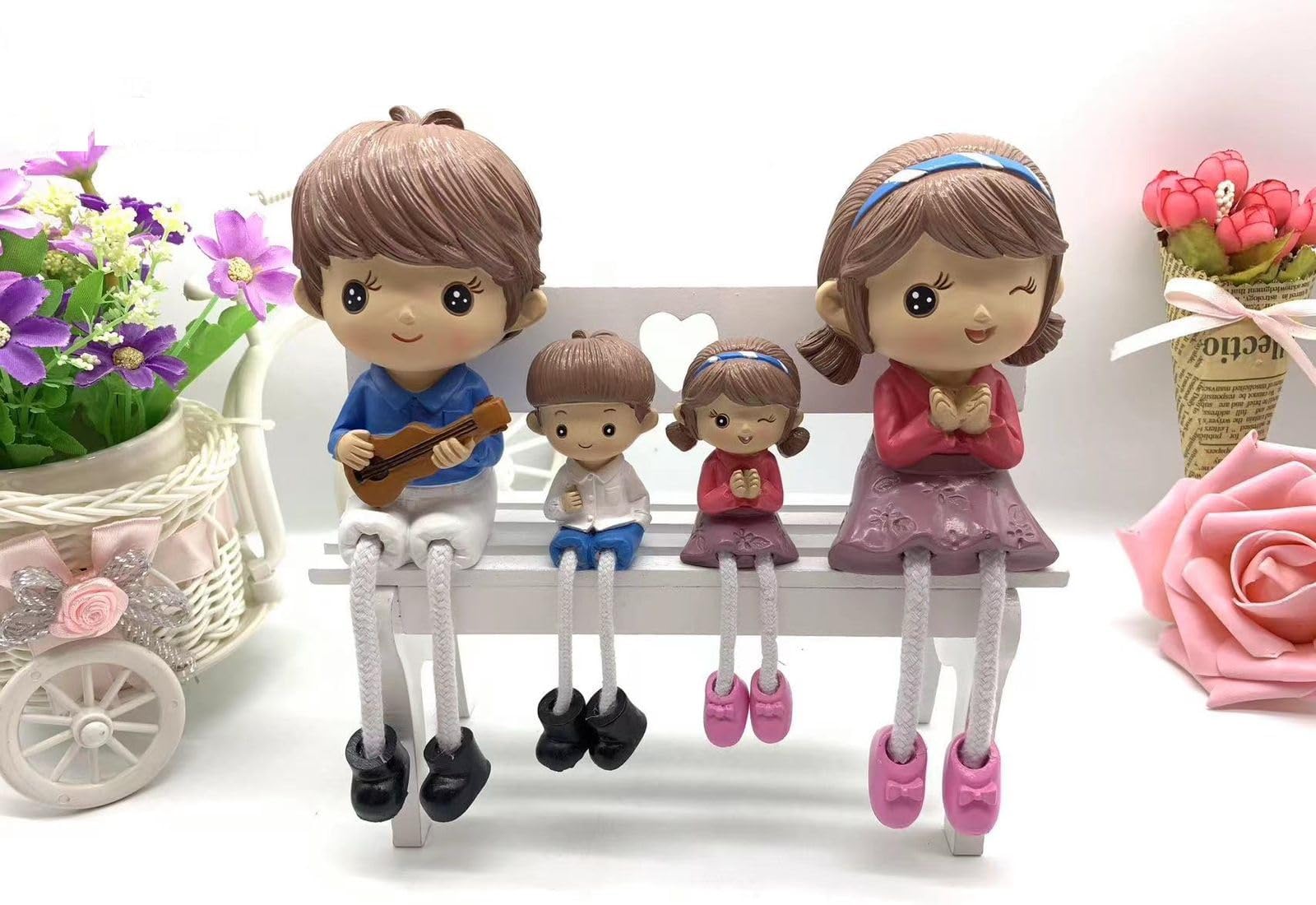 Cute Romantic Hanging Legs Showpiece Dolls (4 PCS Set) for Home Decor.