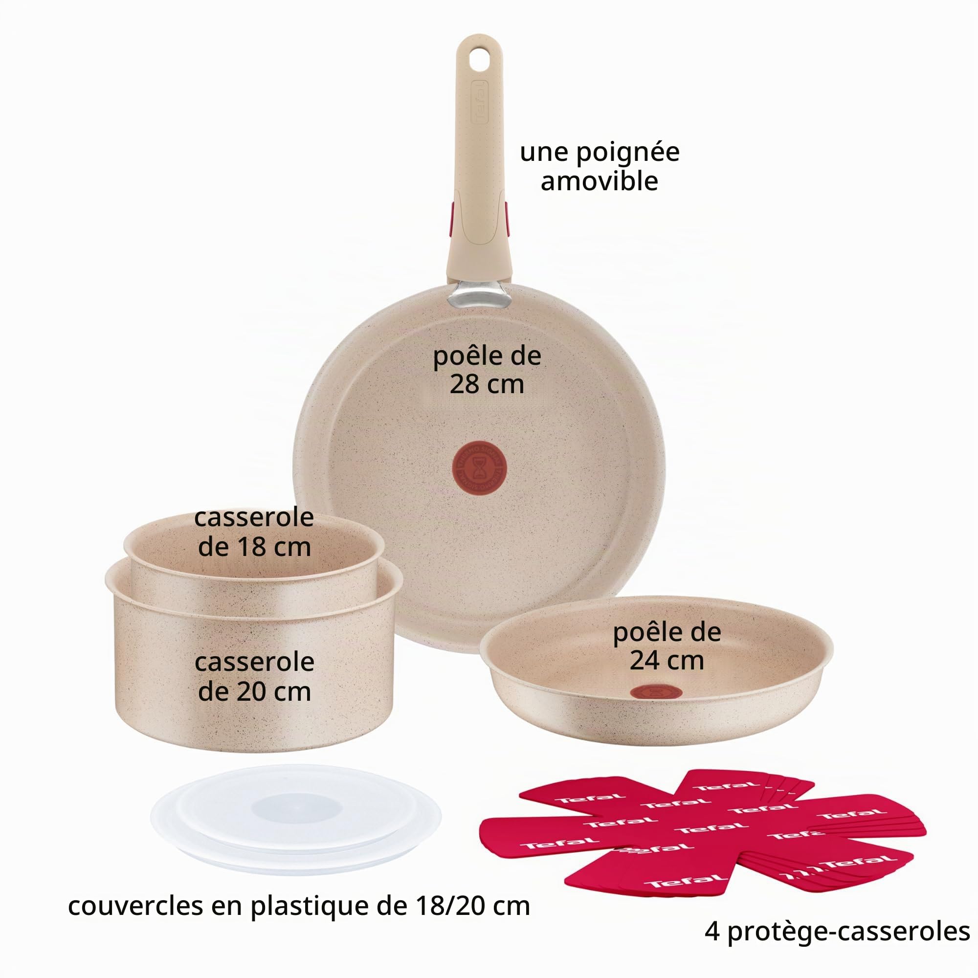 Tefal Ingenio Delight, Batterie de cuisine 11 pièces, Design empilable, Revêtement antiadhésif, Corps en aluminium 100% recyclé, Tous feux, L7839202