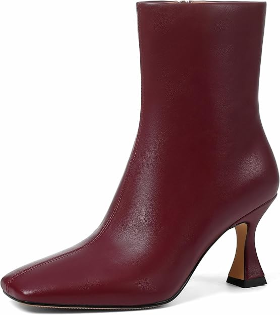 Amazon.com: VOMIRA Ankle Boots for Women Square Toe Kitten Heel Boots with Zipper Short Leather Black Heel Boots Fall Winter Ankle Booties Shoes : Clothing, Shoes & Jewelry