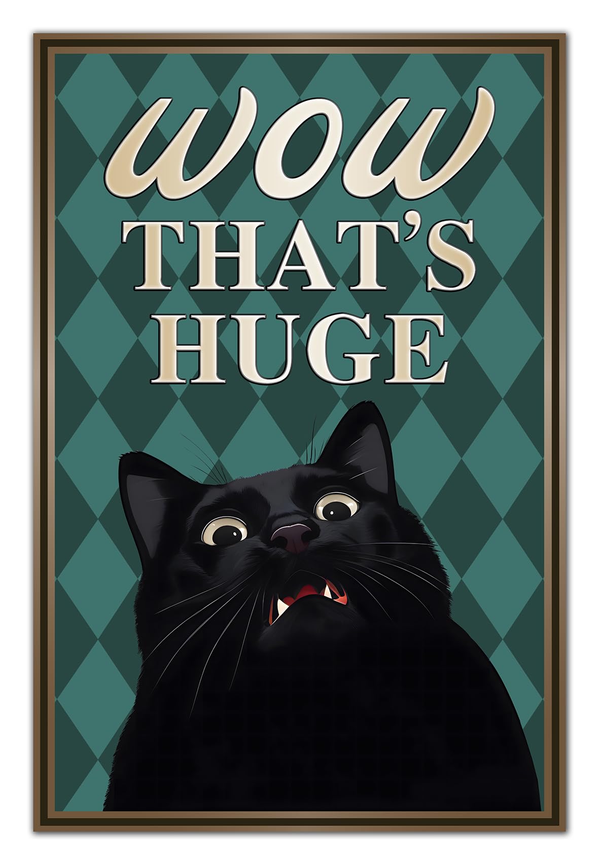 BestylezBlack Cat Wow That's Huge Funny Tin Signs Bathroom Wall Decor 8 x 12 Inch (996)