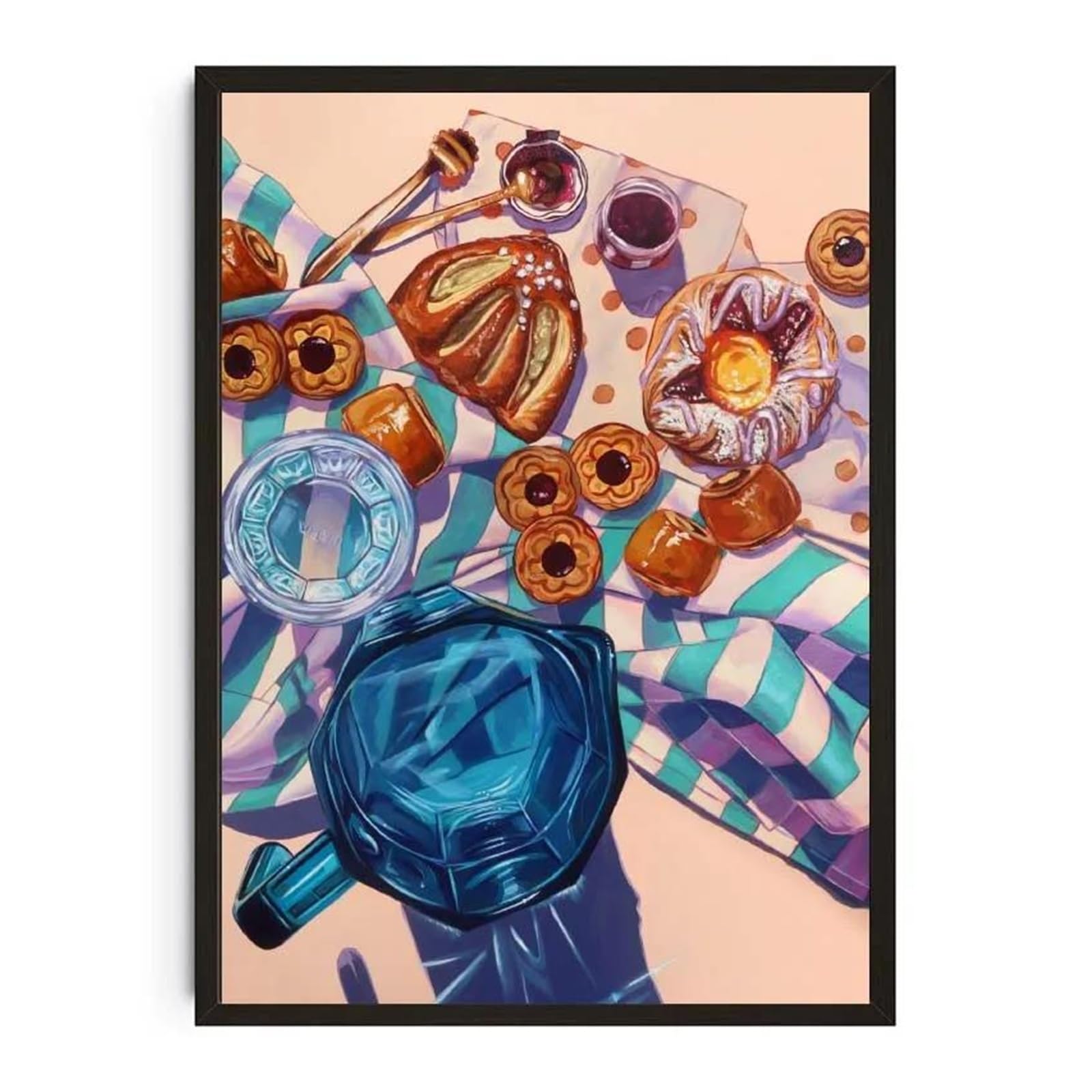 XENITE Wall Art Canvas Prints Watercolor Dessert Donut Cupcake Donuts Cake Poster Food Prints Cheesecake Canvas Painting Wall Picture Kitchen Room Decor(M,30x40cm)