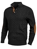Men&apos;s Cable Knit Pullover Sweater Casual Long Sleeve Stand Collar Button Knitted Sweaters