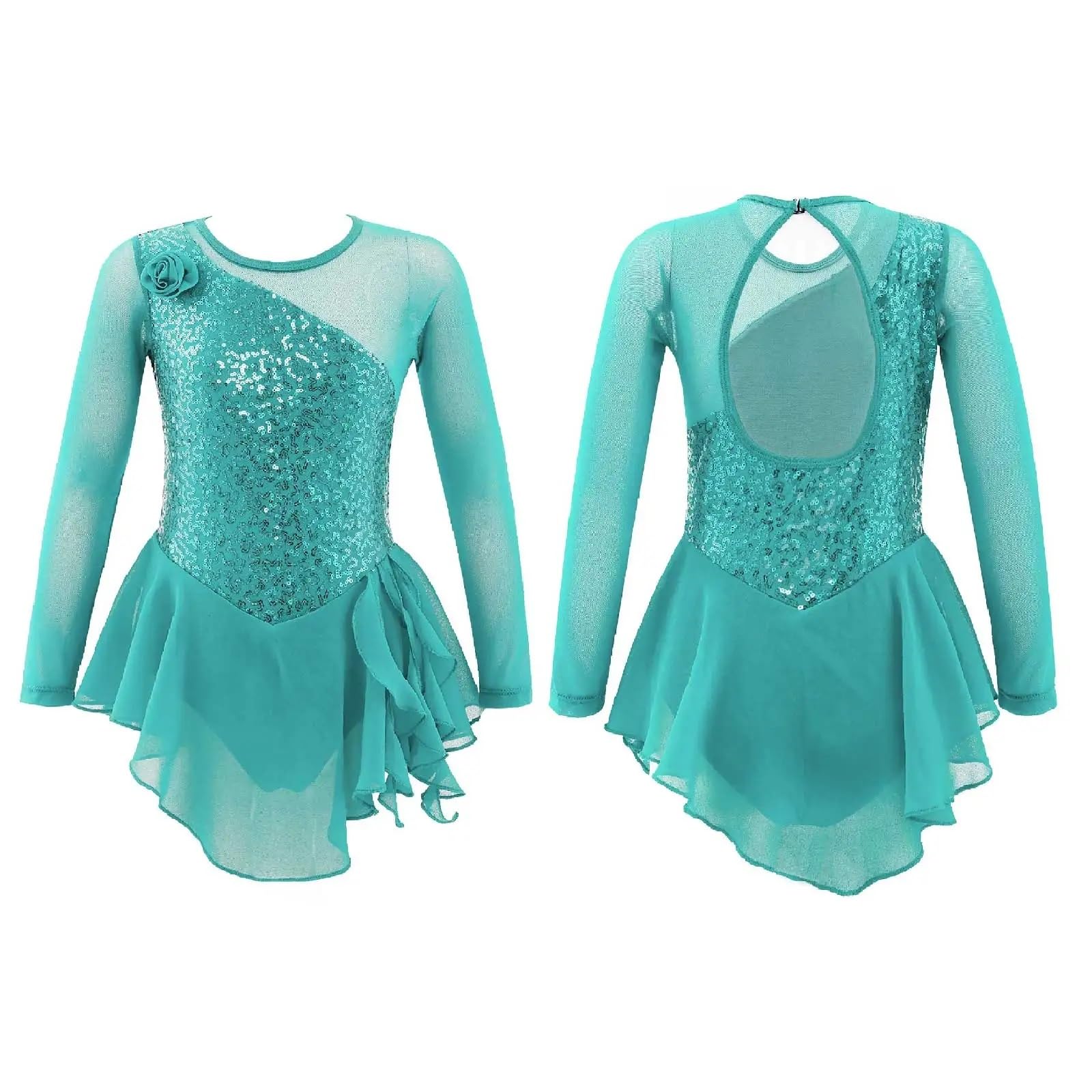 Gymnastikanzug Mädchen Mädchen Ballettanzug ...(Mint Green B,14)