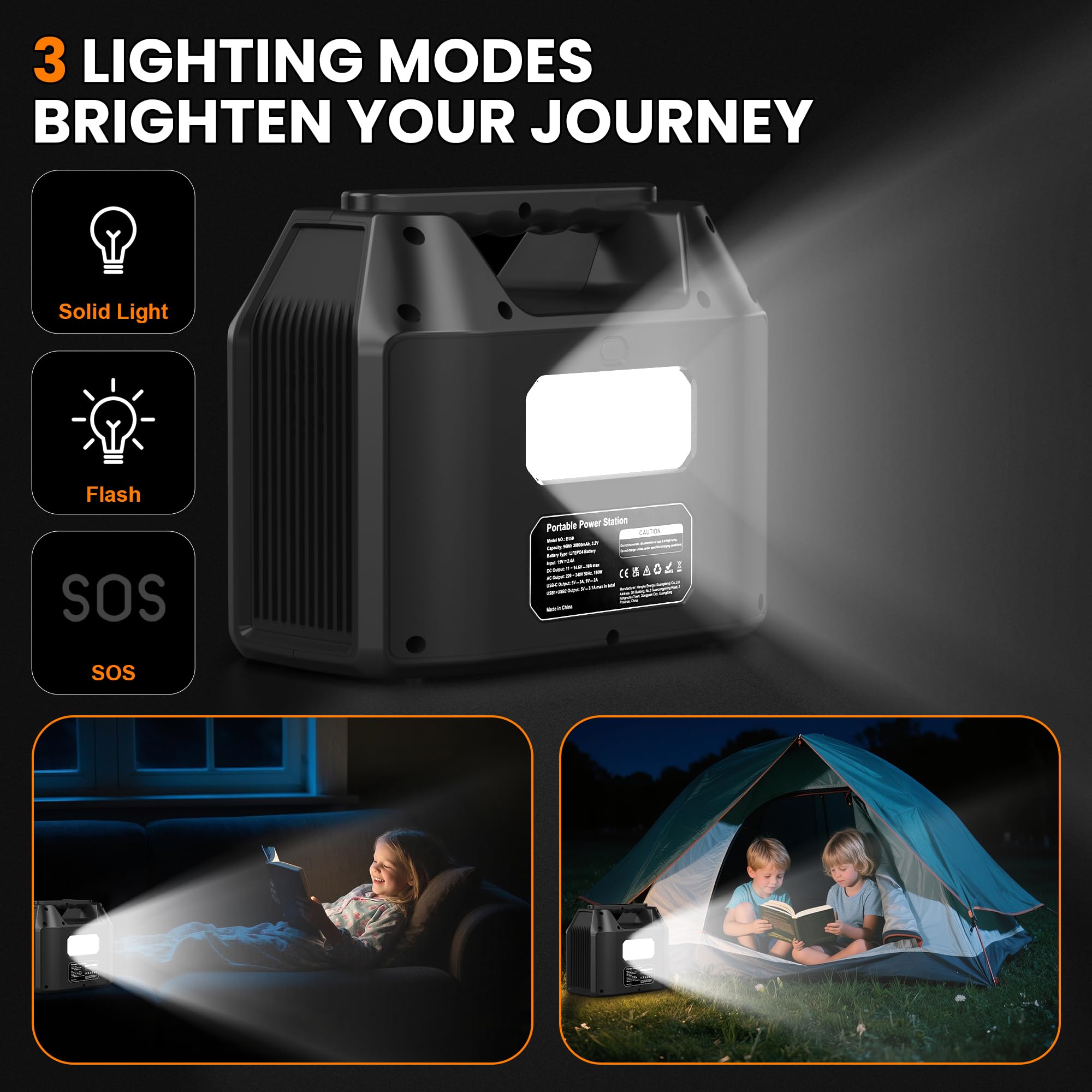 SinKeu 96Wh Portable Power Station with Solar Panel 40W, 30000mAh LiFePO4 Battery Solar Generator has 230V 150W AC Outlet/12V DC/USB, Backup Power for Camping Picnics Garden & Home Emergency — view 7