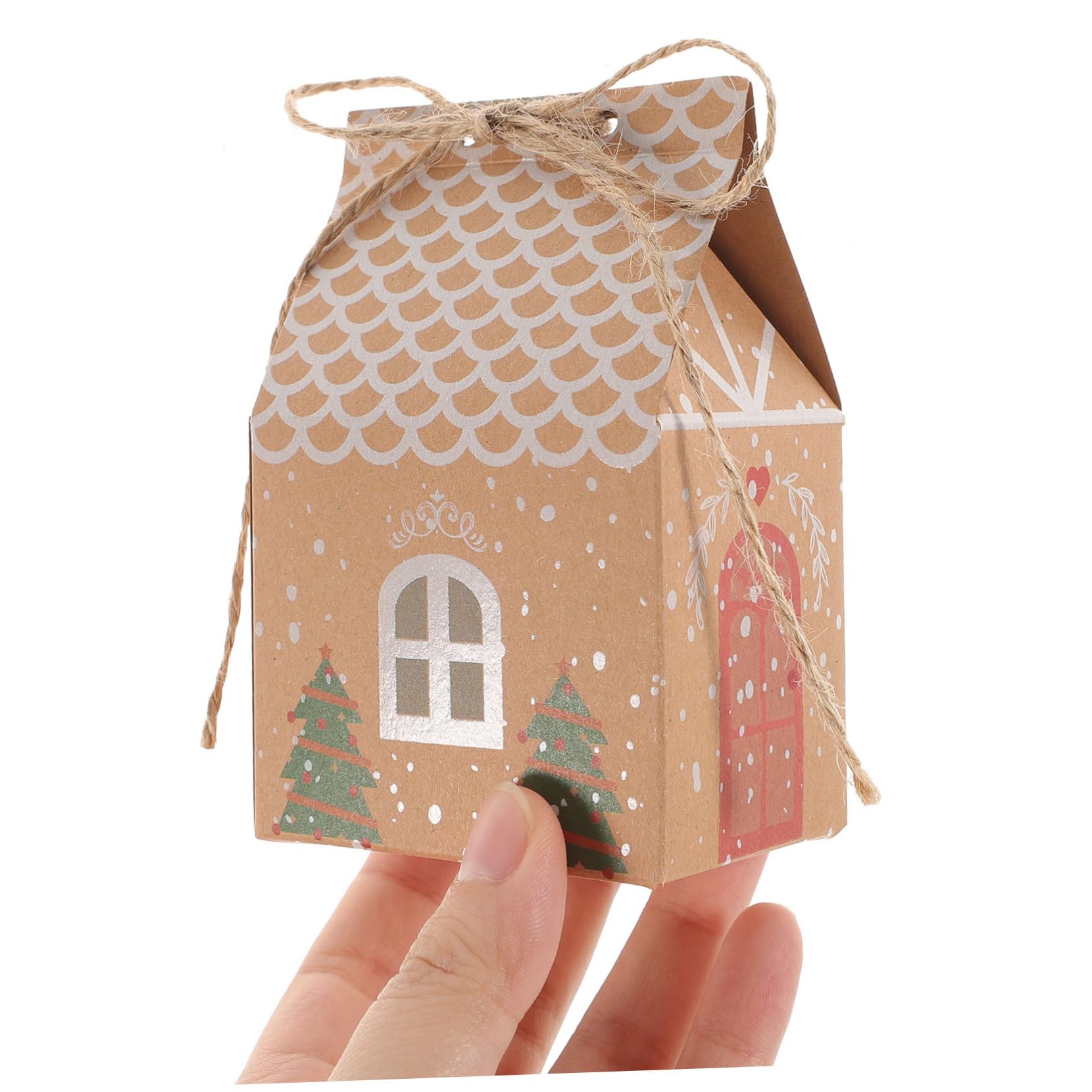 SEWOART 50satz Geschenkverpackungsboxen Hausform aus Kraftpapier Anhängern und Kordeln für Pralinen Weihnachtskekse und Kleine Geschenke