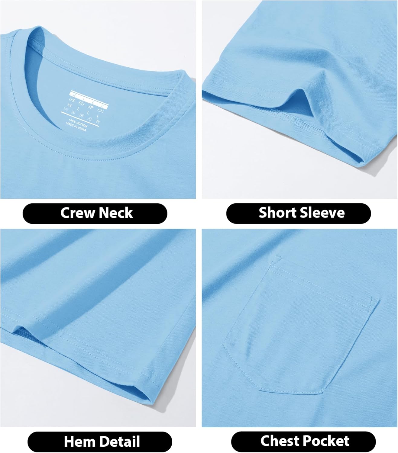 EKLENTSON Men's Cotton Pocket T-Shirts Short Sleeve Summer Tee Shirts Crew Neck Lightweight Basic Tees Casual Plain Tops - Image 5