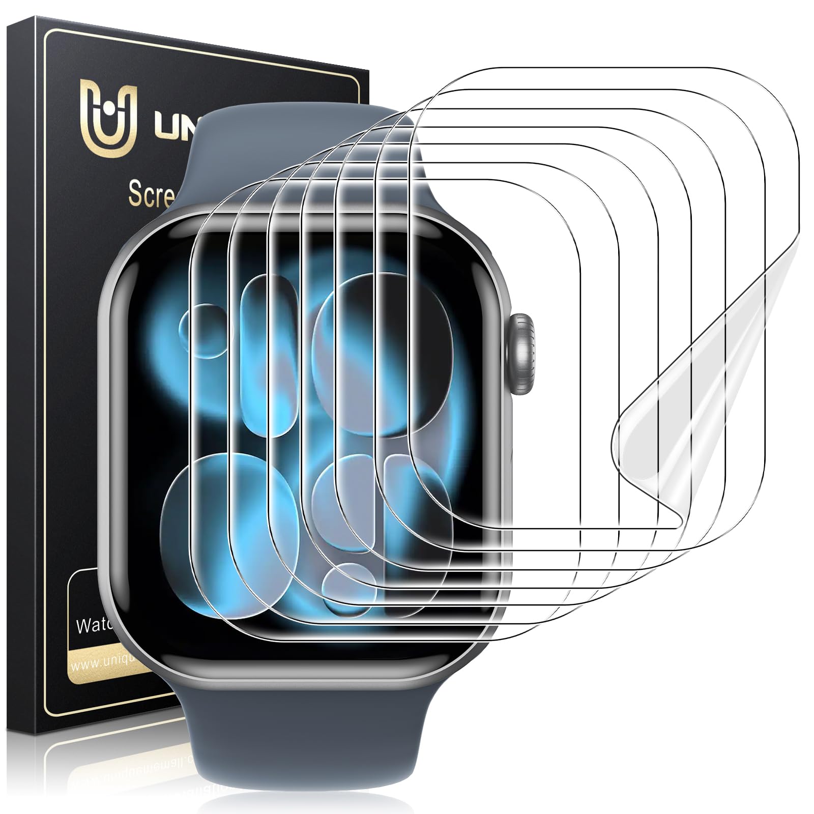 UniqueMe für Apple Watch Series 11 46mm Schutzfolie - 8 Stück, Flexible TPU, für iwatch 46mm Displayschutz, Blasenfreie, Weich HD Klar Displayfolie, Volle Abdeckung, Anti-Staub