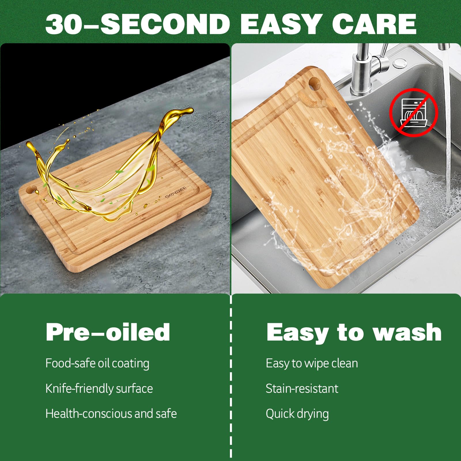 Tablas de cortar de madera para cocina, tabla de cortar de bambú de 15 × 10 pulgadas para carne, tablas de charcutería, tablas de cortar para cocina